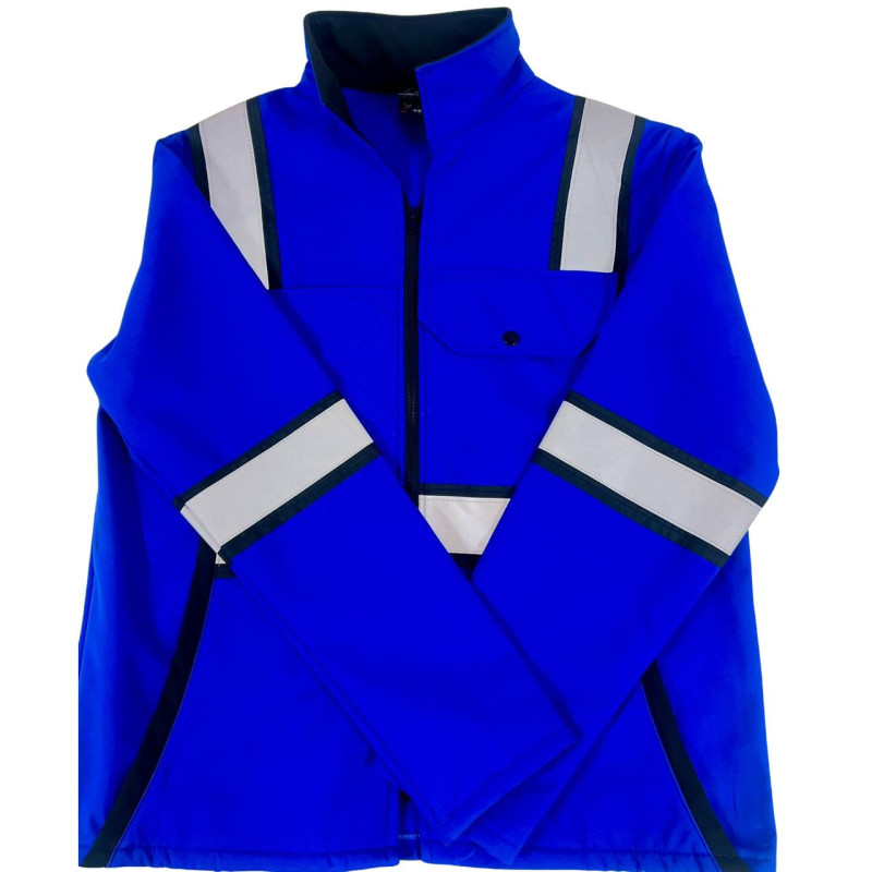 Chamarra de Invierno Color Azul con Bandas Reflejantes de 2"