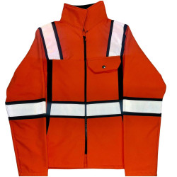 Chamarra de Invierno color Naranja con Bandas Reflejantes color blanco de 2"