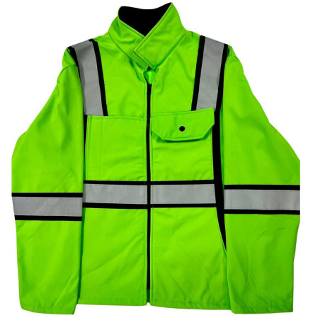 Chamarra de Invierno color Verde con Bandas Reflejantes de 2"